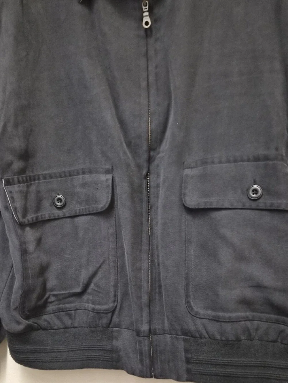 Rescatto Men's Slate Gray Bomber Jacket with Patch Pockets Size L